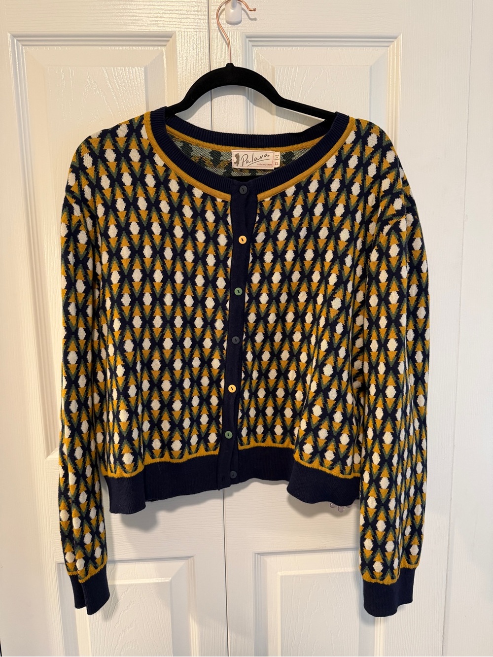 Palava Vera Jacquard Cardigan – Size XL – Navy Diamond